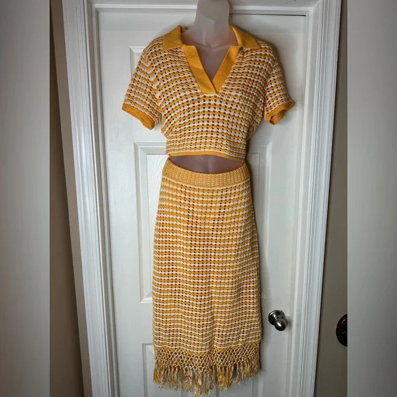 Derek Lam Knit Crop Polo and Fringe Skirt - Picture 8 of 12